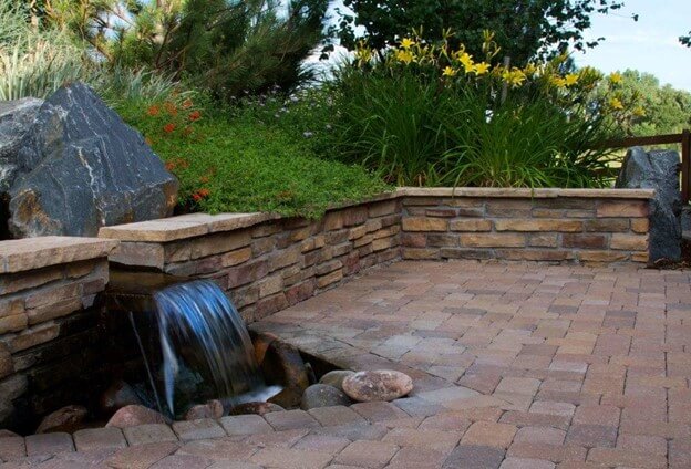 Concrete Pavers Near Water Feature