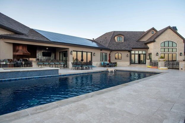 Backyard with Pool & Natural Stone Patio Pavers