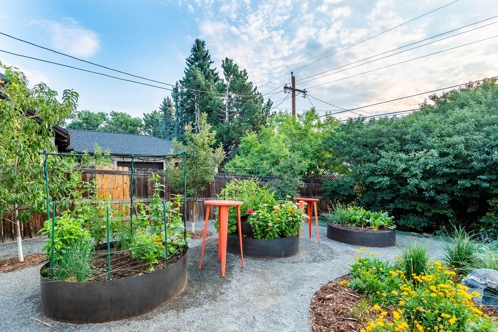 Big planters in the garden area