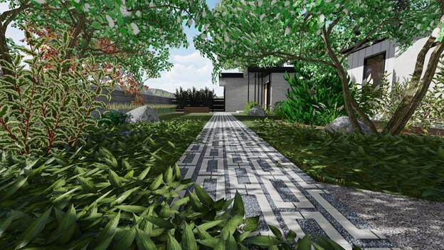 Mid-Century Modern Landscaping Digital Mockup