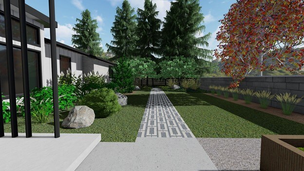Mid-Century Modern Landscaping Backyard Digital Mockup