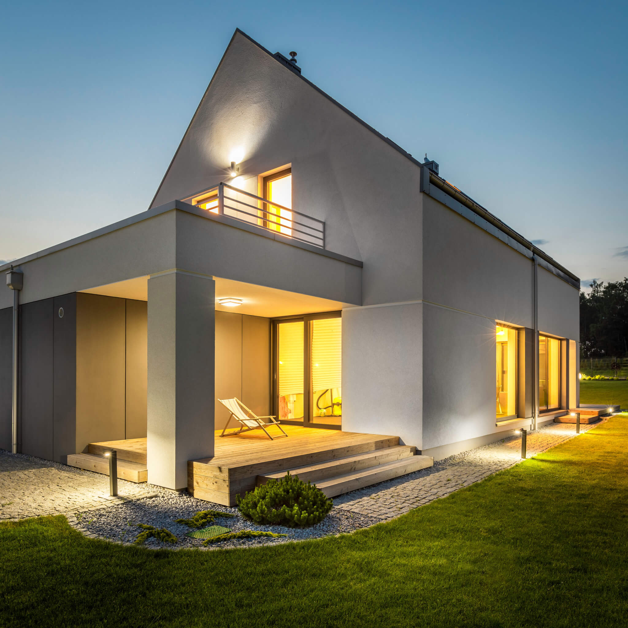 Modern Home Adorned with Innovative Landscape Lighting