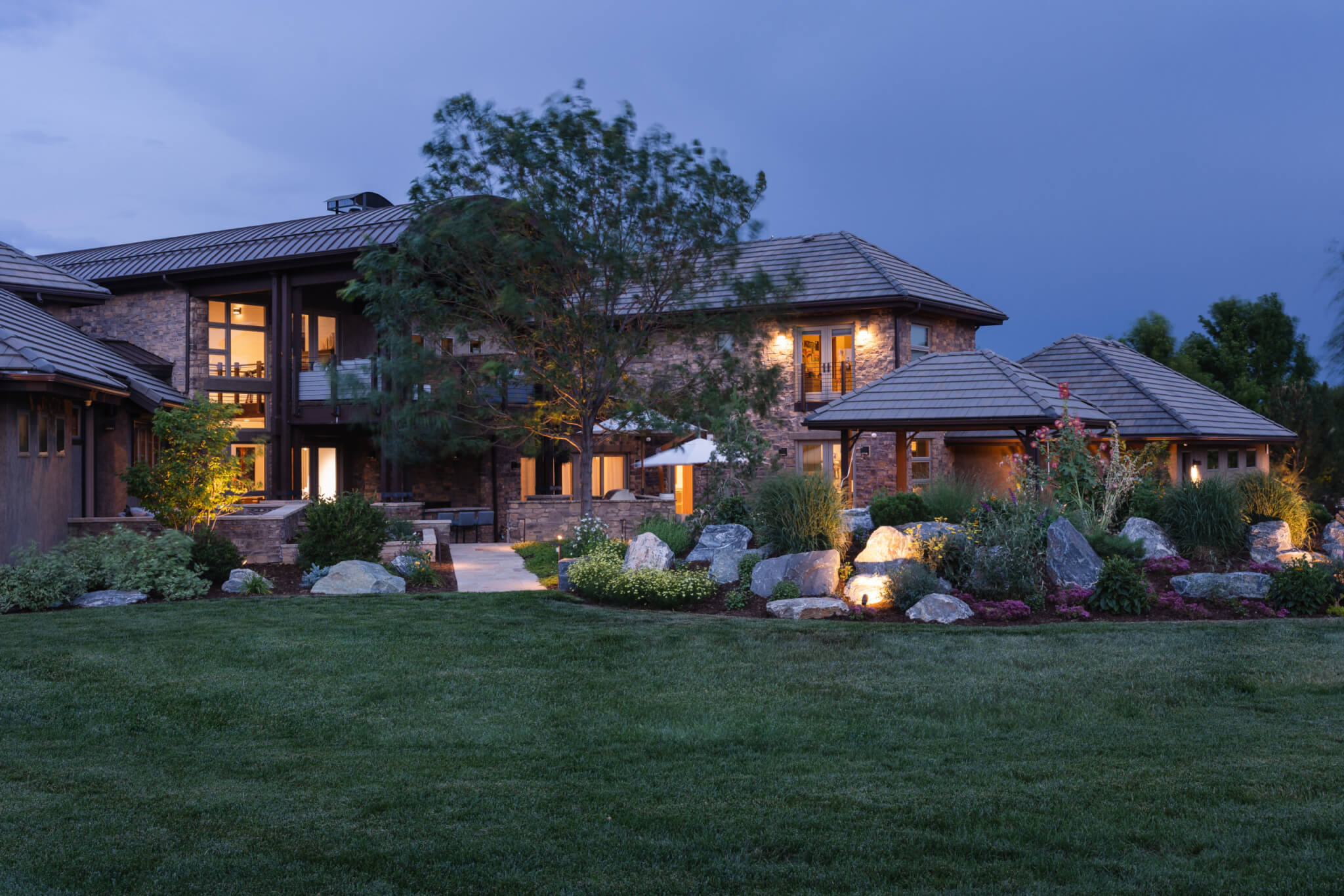 A Beautiful view of the house from the grass field