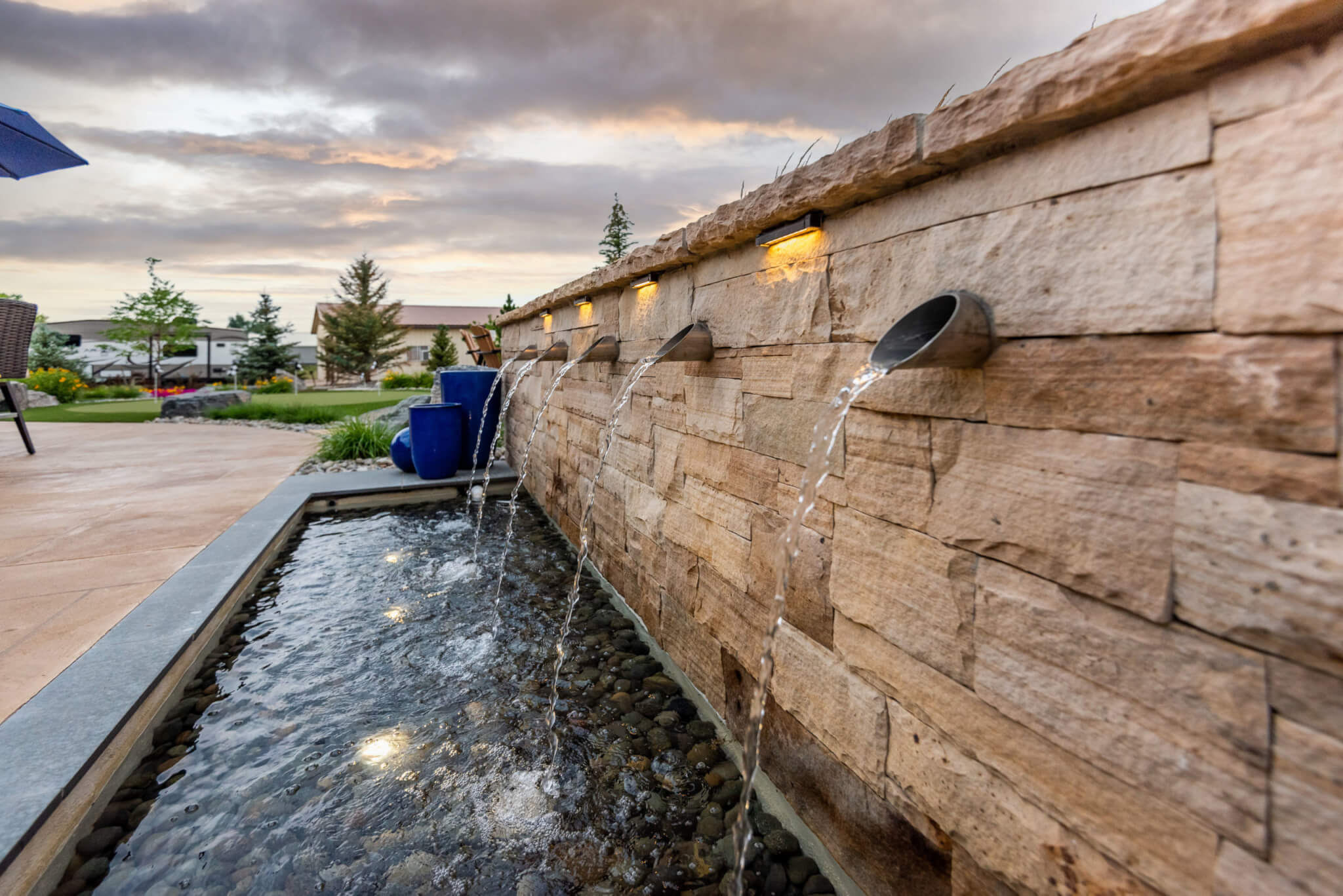 Water fountain in backyard