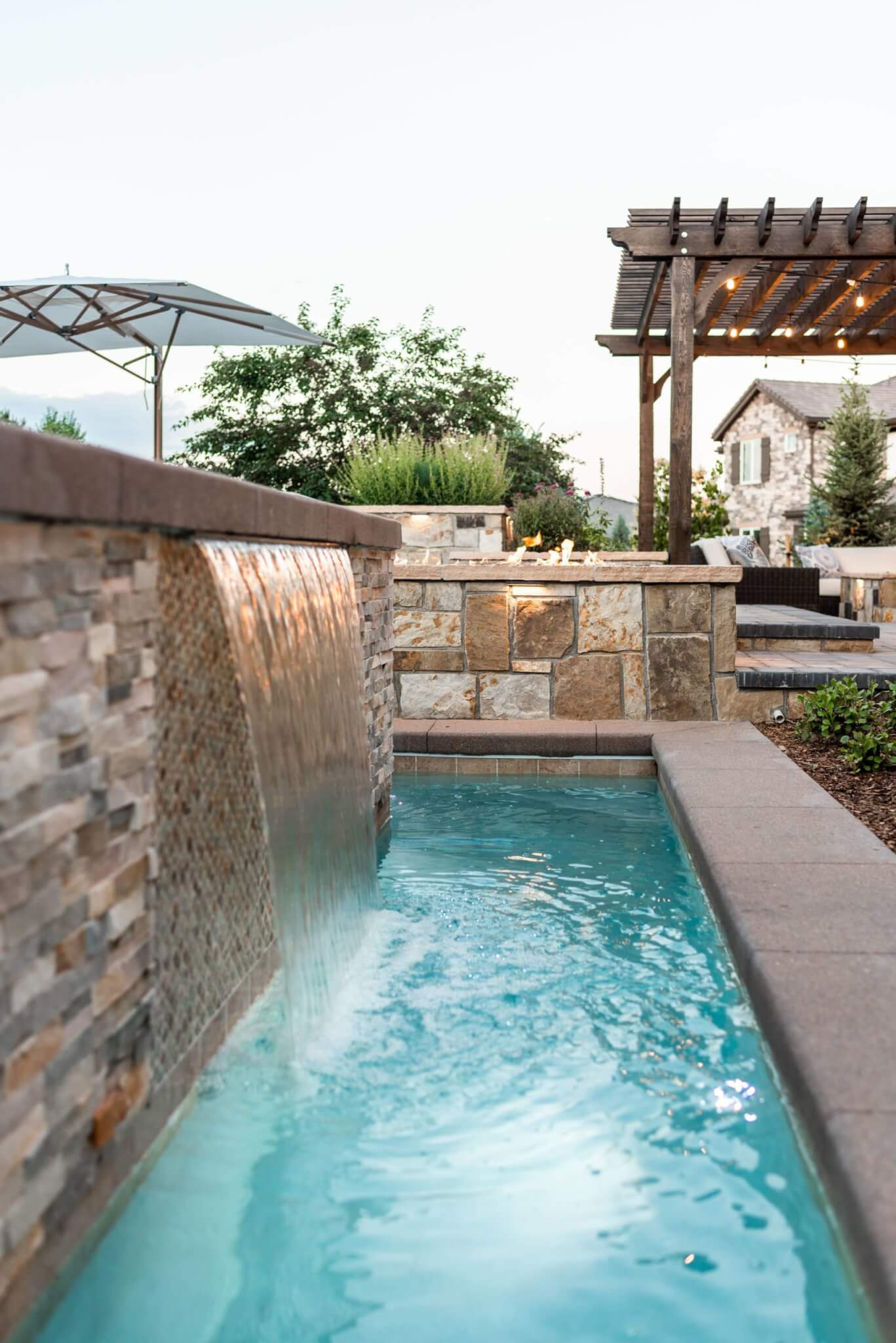 Water fountain in the pool area