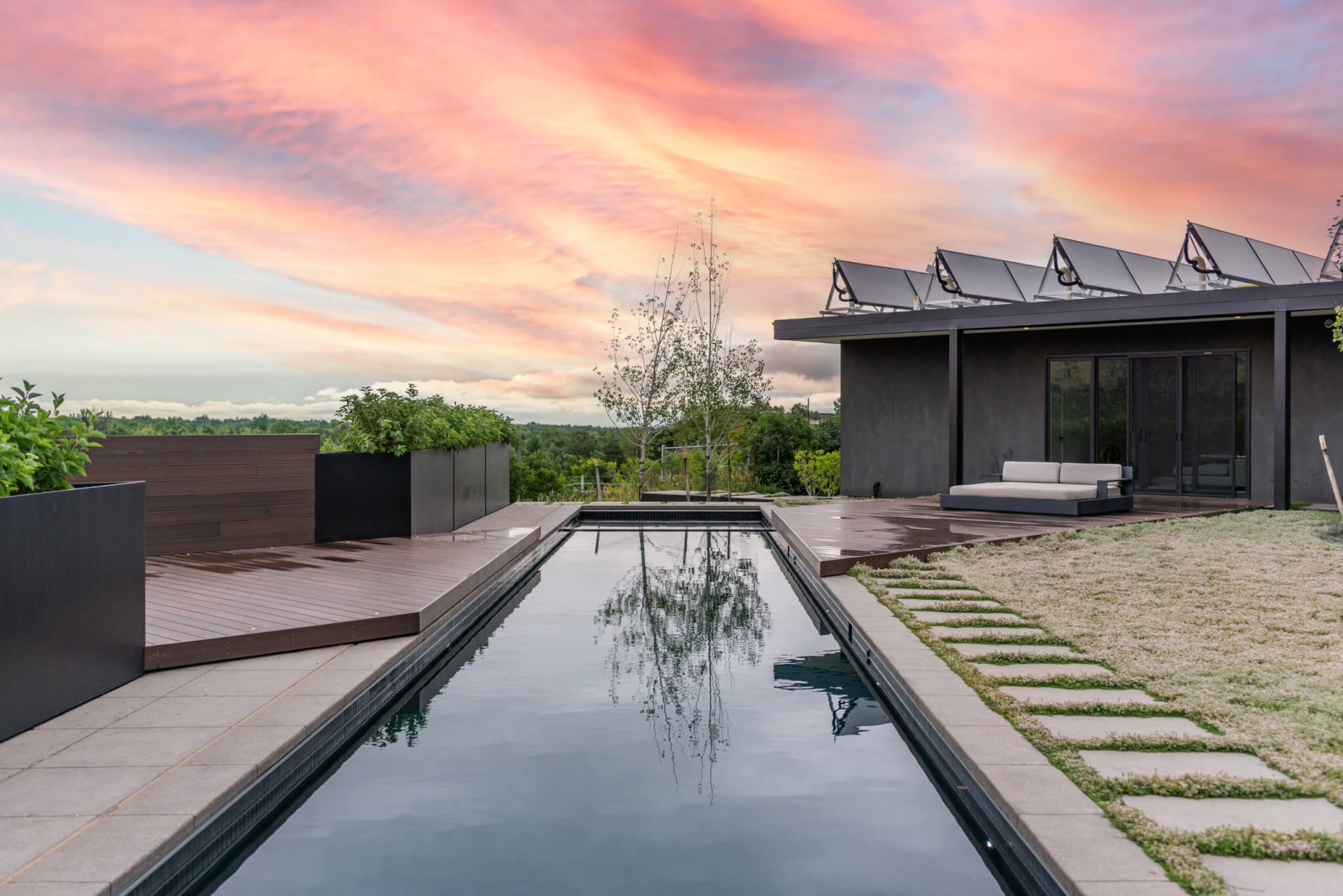 Swimming pool area outside of the house